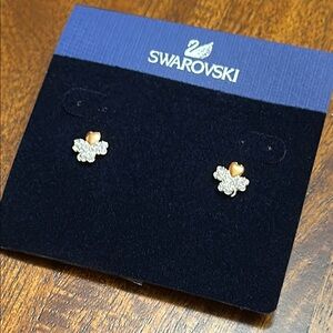 Swarovski Gold and Silver Heart Clover Earrings